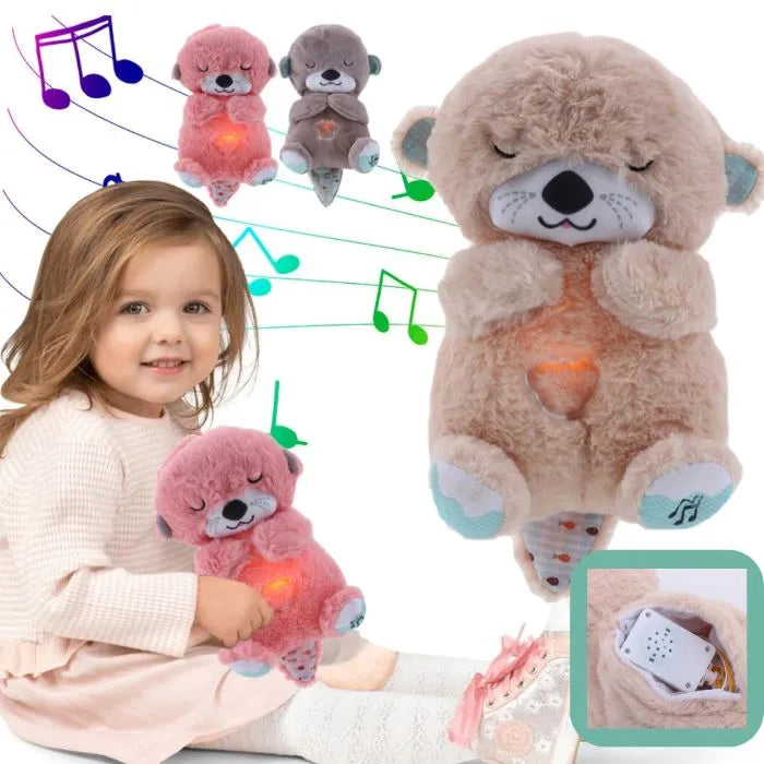 Peluche relajante para bebé que simula respiracion ( nutria rosa )